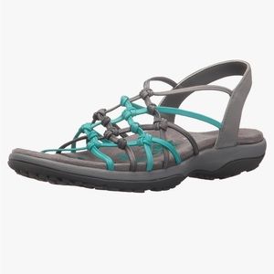 Skechers Reggae Slim-Forget Knotted Web Gore Open Toe Slingback Sandal